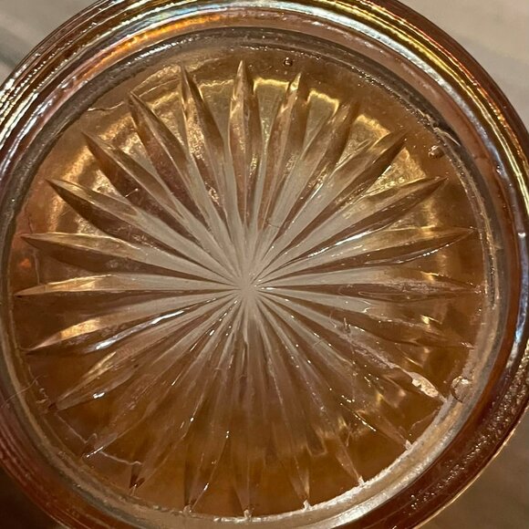 Imperial Glass Carnival Glass “Open Rose” Covered Sugar Bowl –Marigold READ - Picture 6 of 6